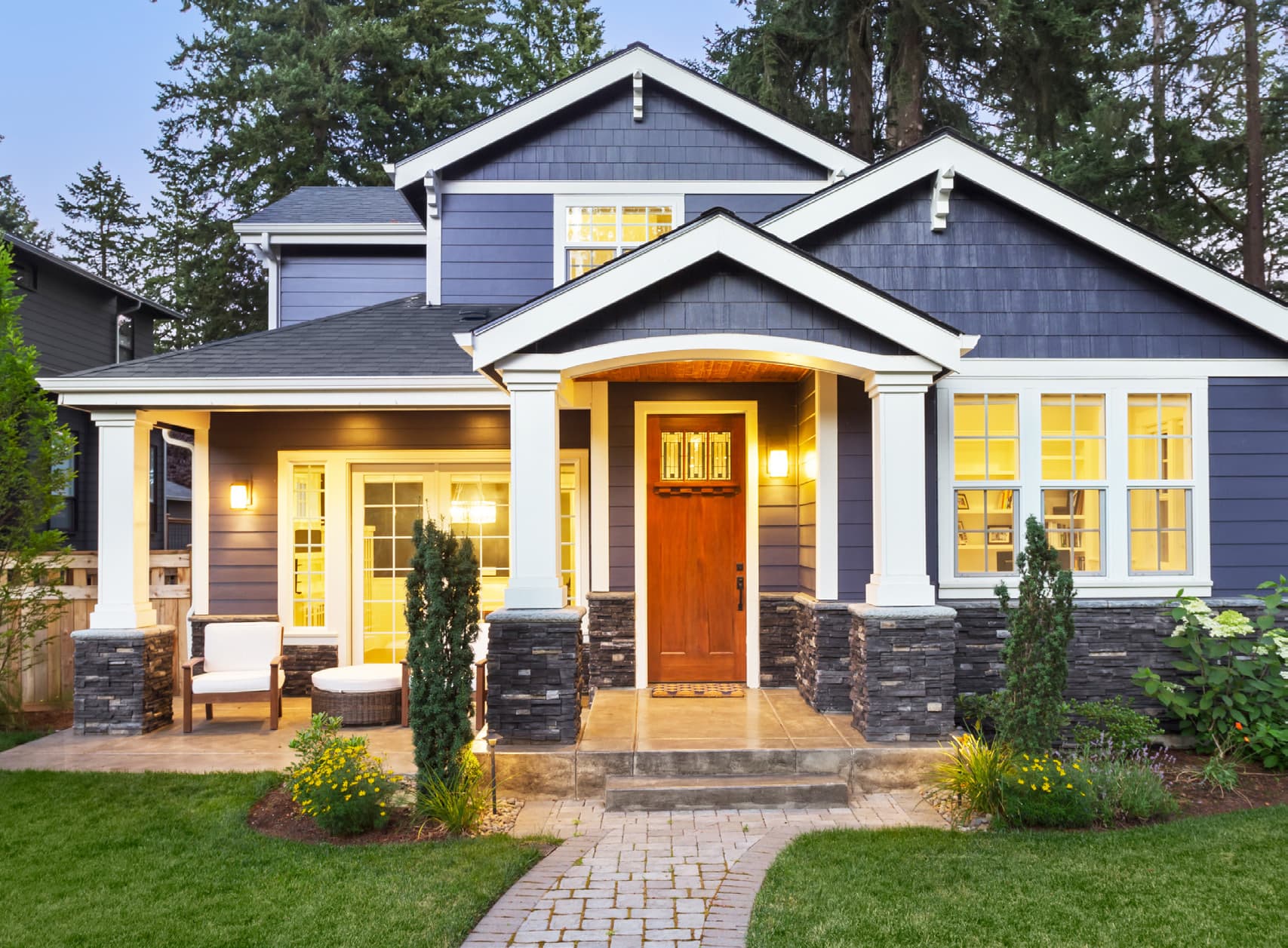 Suburban craftsman-style home — typical residential VISTA hardwired install